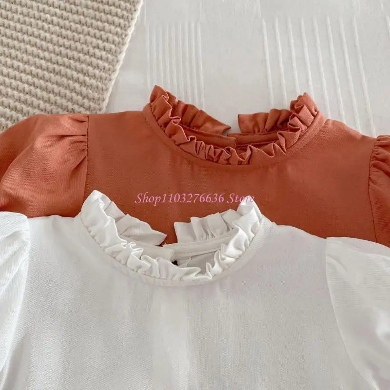 Pelele manga corta de algodón para bebé con cuello volantes - imagen 2