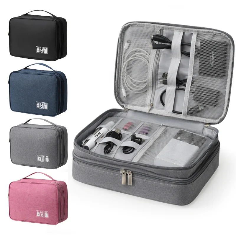 Organizador de cables impermeable para viajes con bolsa digital