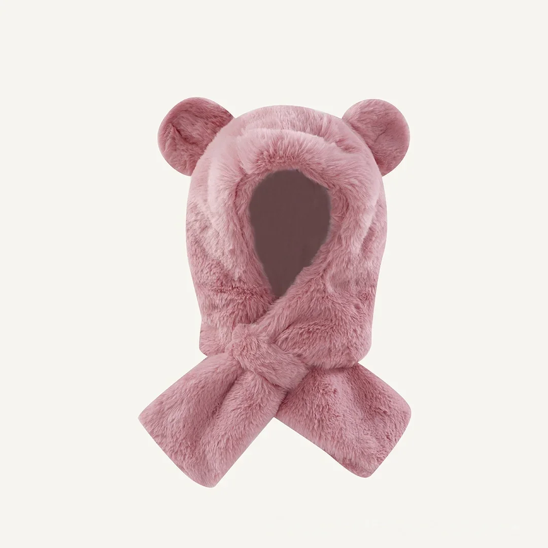 Gorro de punto con orejeras de oso para bebé – Forro polar suave - imagen 2