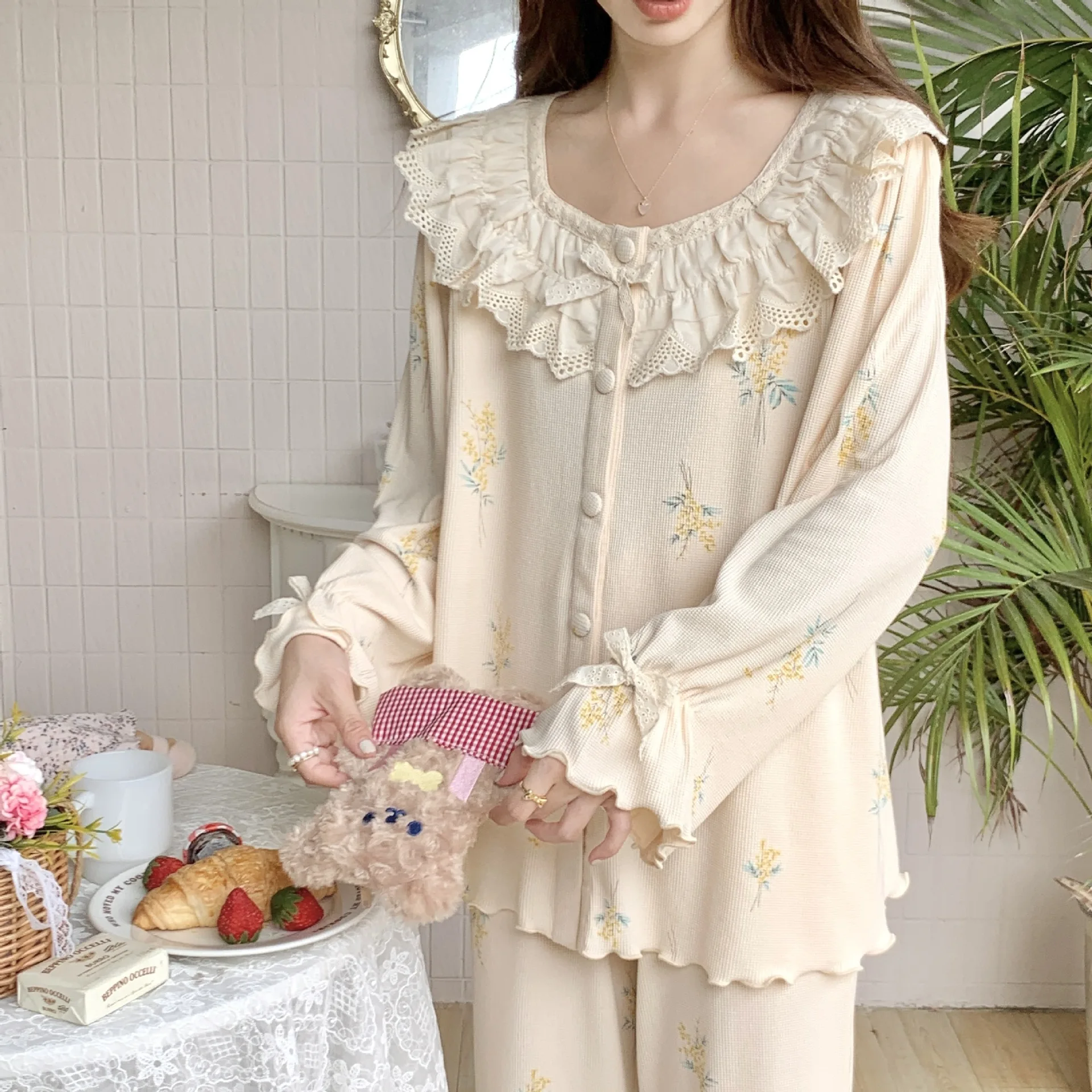 Pijama de lactancia algodón ligero transpirable para maternidad - imagen 5