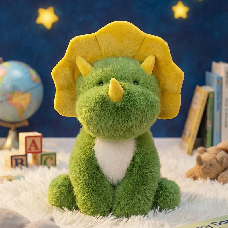 Peluche de dinosaurio Triceratops verde suave, regalo cumpleaños - imagen 2