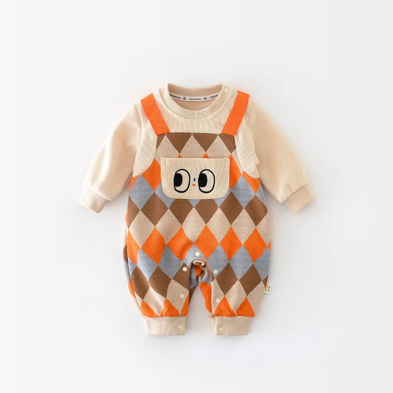 Mono de bebé unisex con bloques de color y bolsillo