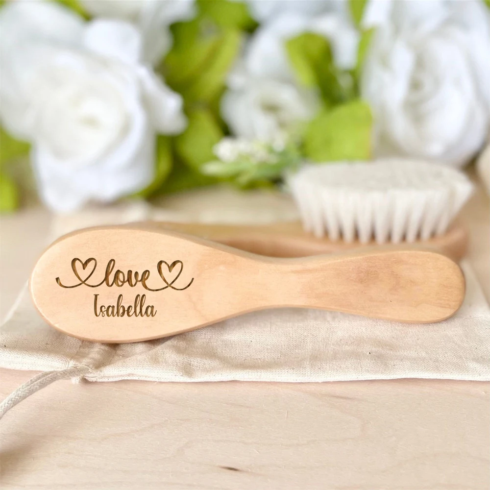 Cepillo de madera para bebé con nombre personalizado – Regalo bautismo - imagen 3