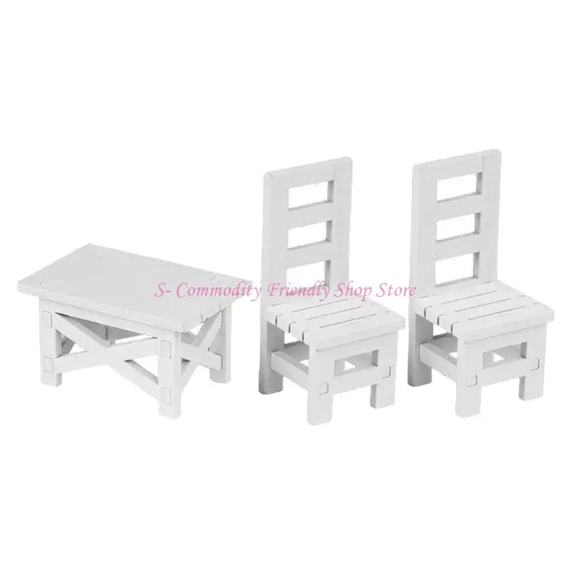 Comedor moderno para casas de muñecas con sillas de madera - imagen 4