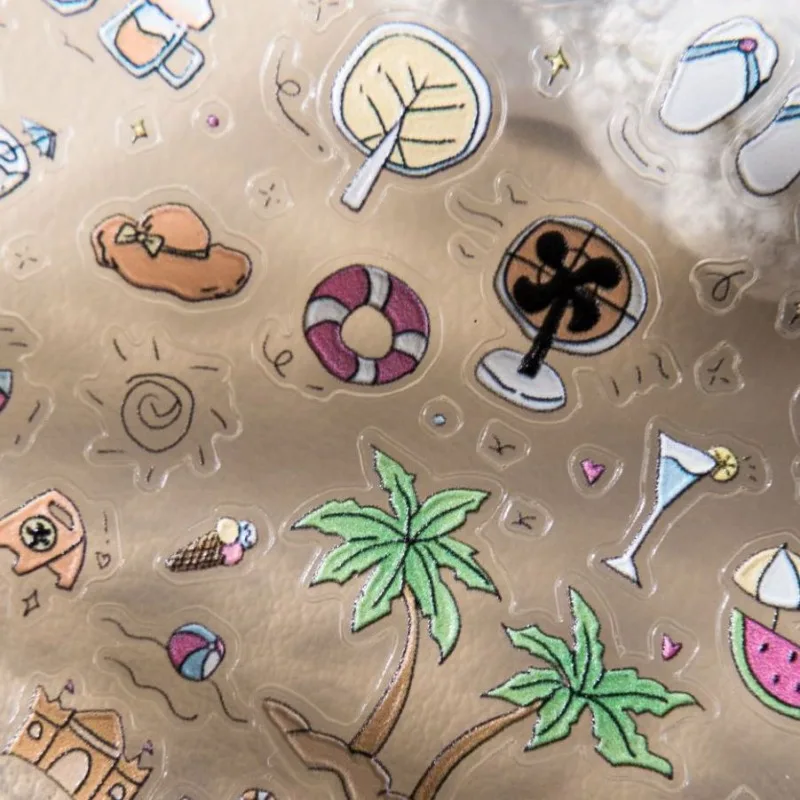 Pegatinas de gelatina para móvil y diario de verano tropical