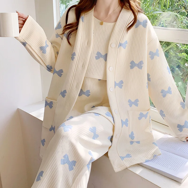 Pijama de lactancia de algodón para otoño – Confort posparto - imagen 2