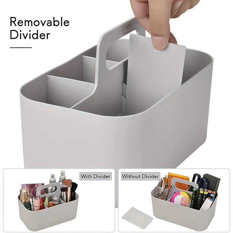 Cesta organizadora de escritorio con asa y portalápices - imagen 2