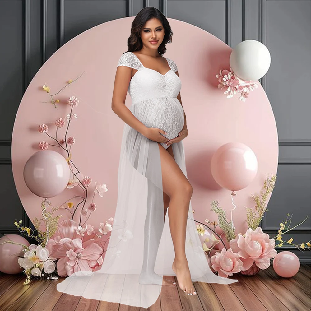 Body de maternidad veraniego con encaje y hombros descubiertos, tul - imagen 4