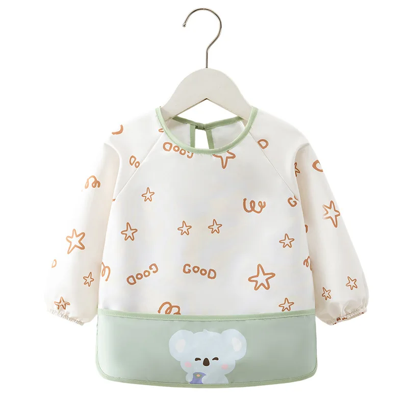 Baberos impermeables de recién nacido con manga larga tipo blusa