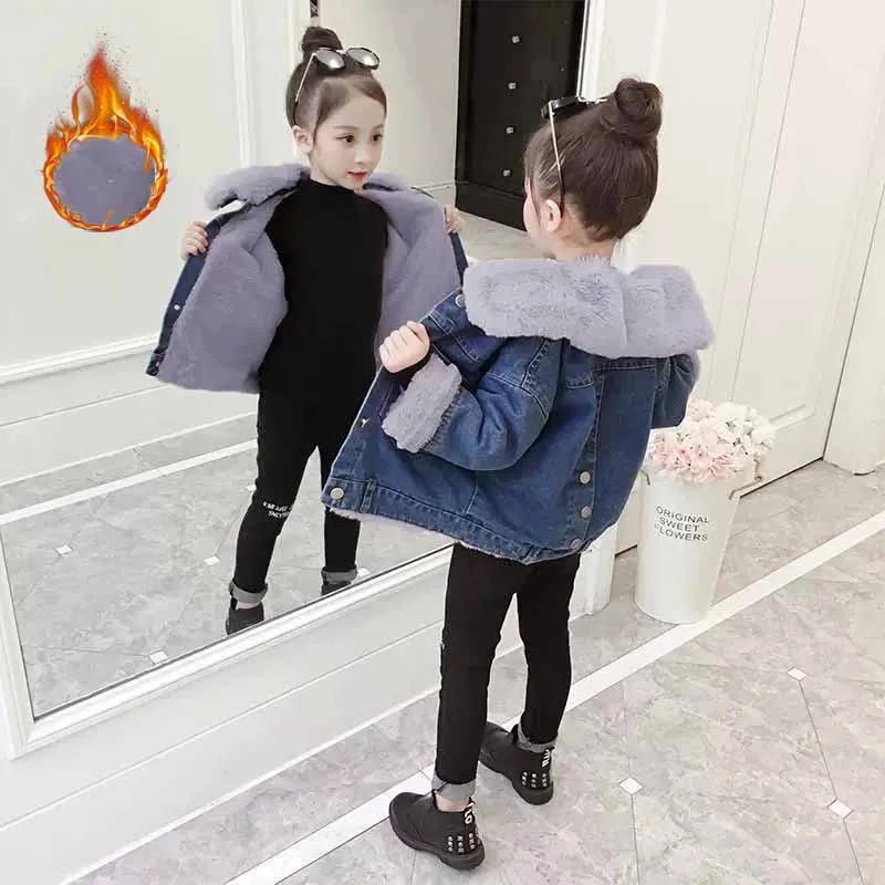 Chaqueta vaquera acolchada para niña – Abrigo de invierno cálido - imagen 4