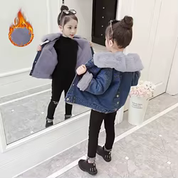 Chaqueta vaquera acolchada para niña – Abrigo de invierno cálido