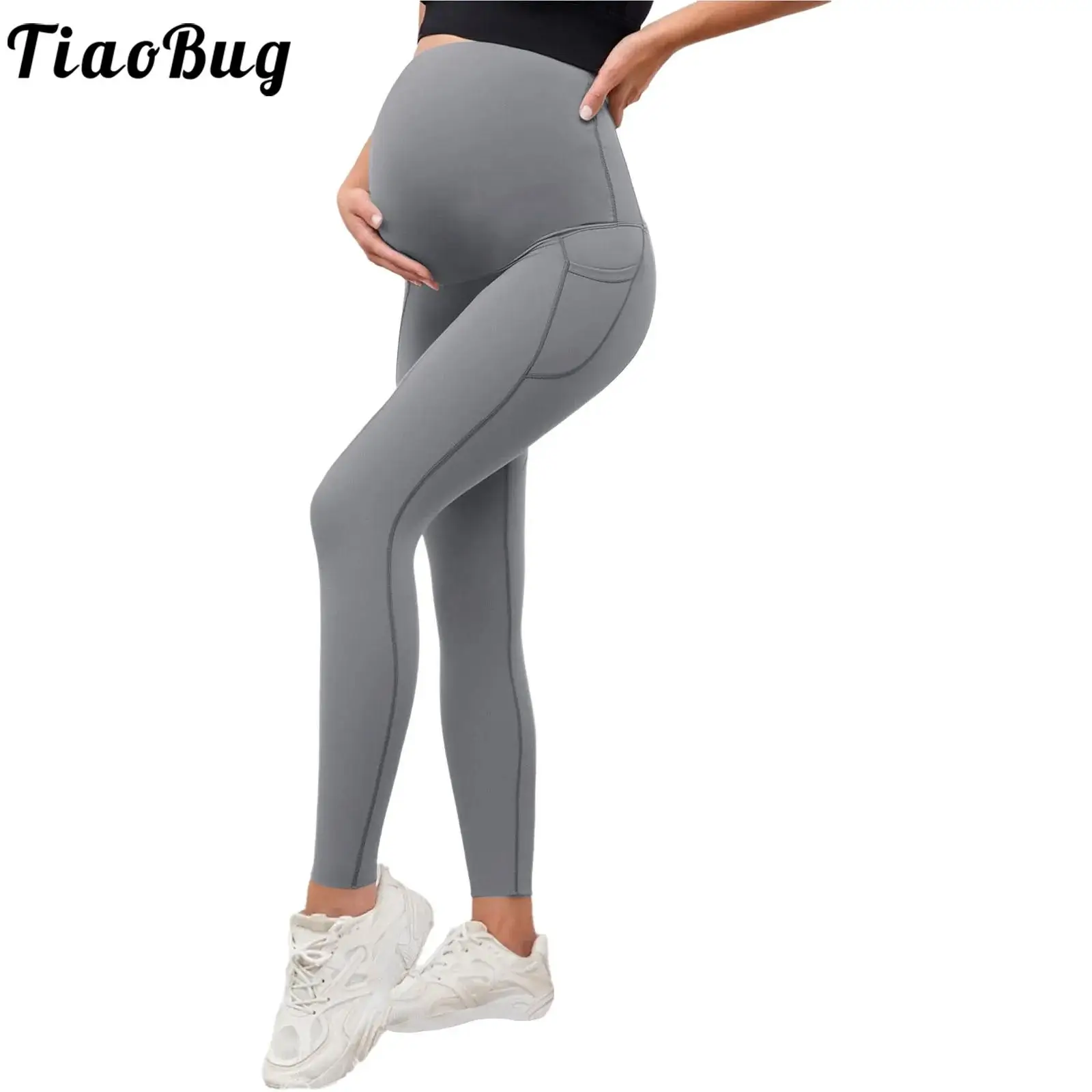 Mallas premamá con bolsillos para yoga y uso diario - imagen 3