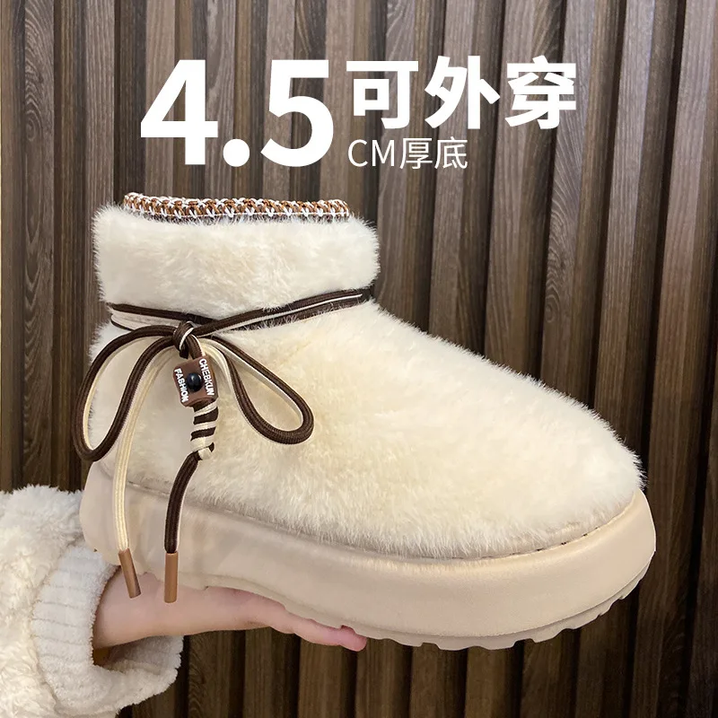 Botas de nieve invernales con suela gruesa y cordones - imagen 5