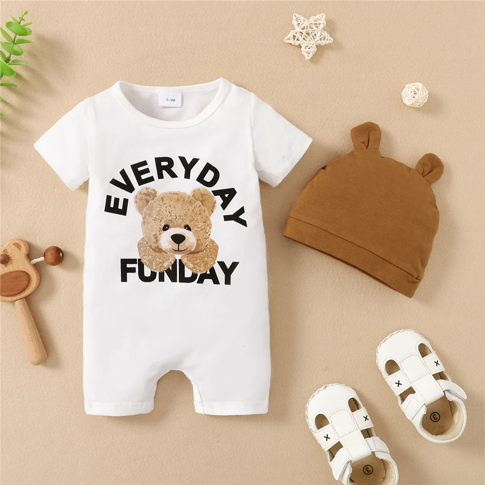 Pelele bebé oso Panda con sombrero – Manga corta verano - imagen 3