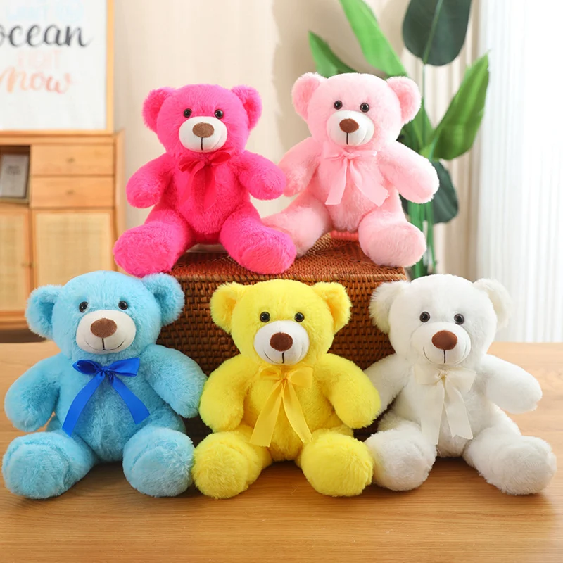 Almohada de peluche de oso pequeño Kawaii con lazo encantador - imagen 5