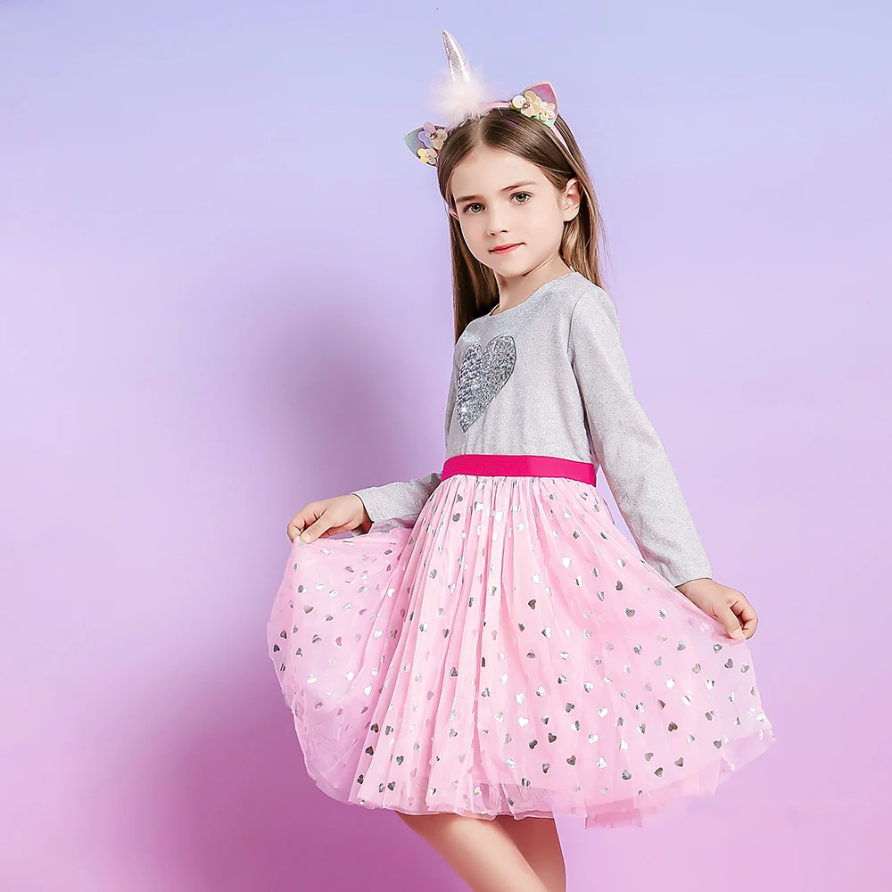 DXTON Vestido de princesa infantil con lentejuelas - imagen 3
