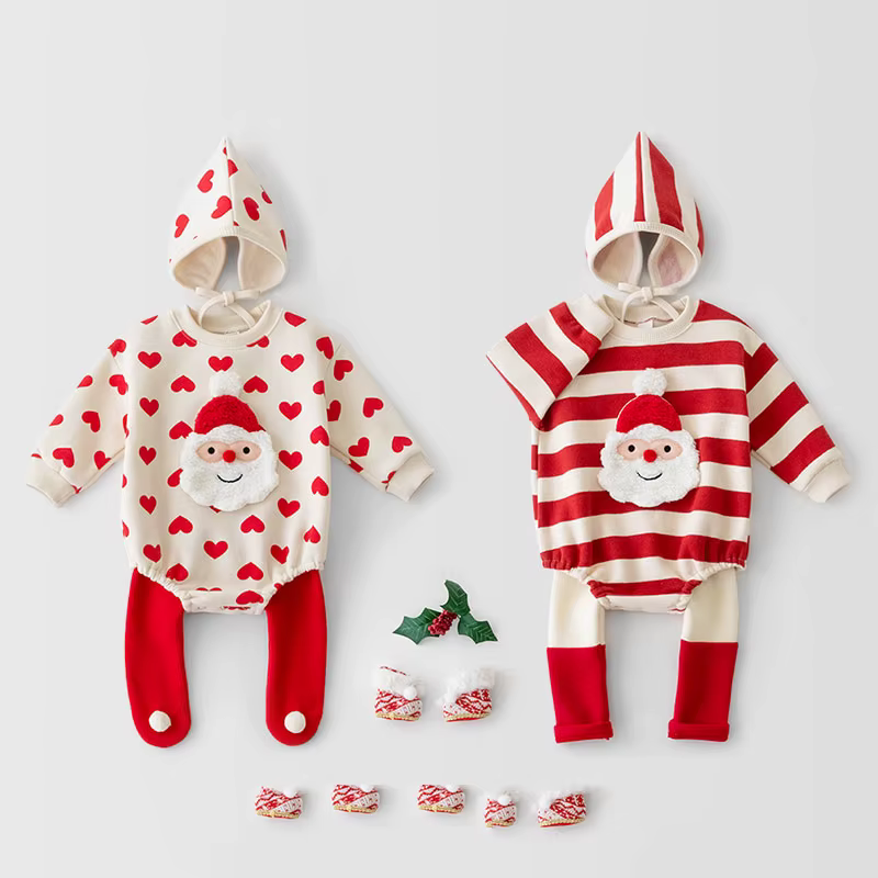 Milangel Body navideño de Papá Noel para bebé con gorro - imagen 2
