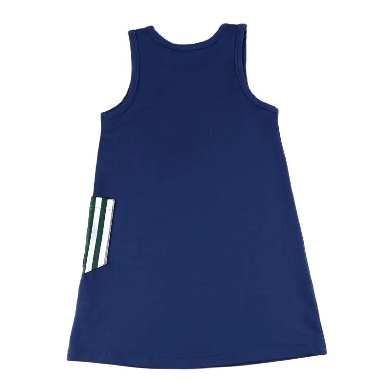 Vestido de niña a rayas con bolsillo - Algodón vaquero para verano - imagen 3