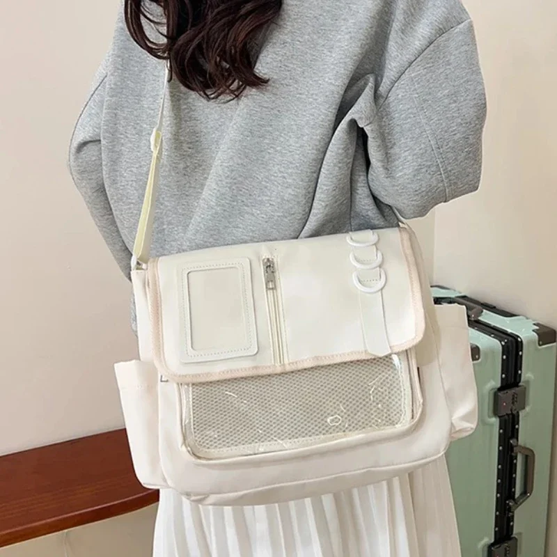Mochila escolar Harajuku transparente con insignias para niña - imagen 5