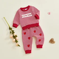 Conjunto bebé San Valentín: camiseta larga y pantalón corazón bordado