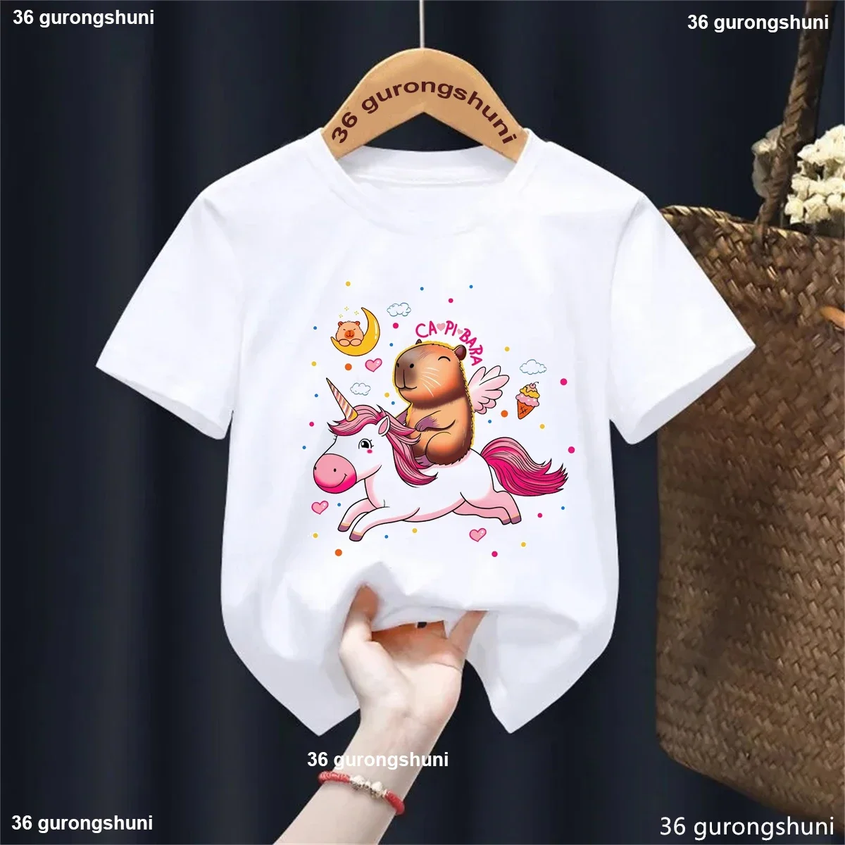 Camiseta de capibara con unicornio y ángel para niños - imagen 4