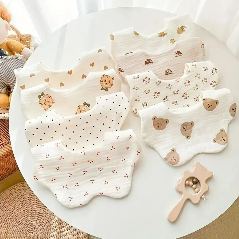 Baberos de gasa algodón para bebé con estampado de pétalos