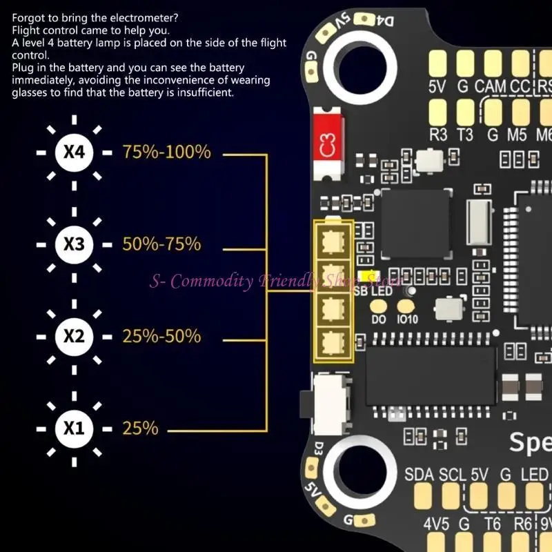 Vista general del controlador ESC 4 en 1 con flight controller integrado
