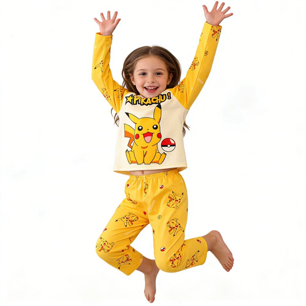 Pijamas infantiles de Pikachu de manga larga - suaves y cómodos - imagen 3