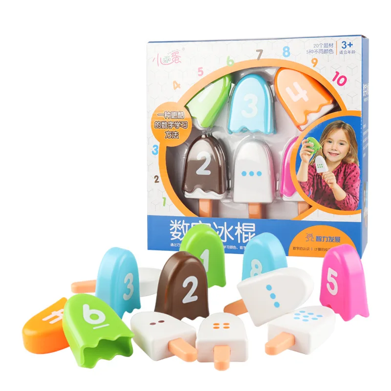 Juego Montessori helados digitales niños combinación números