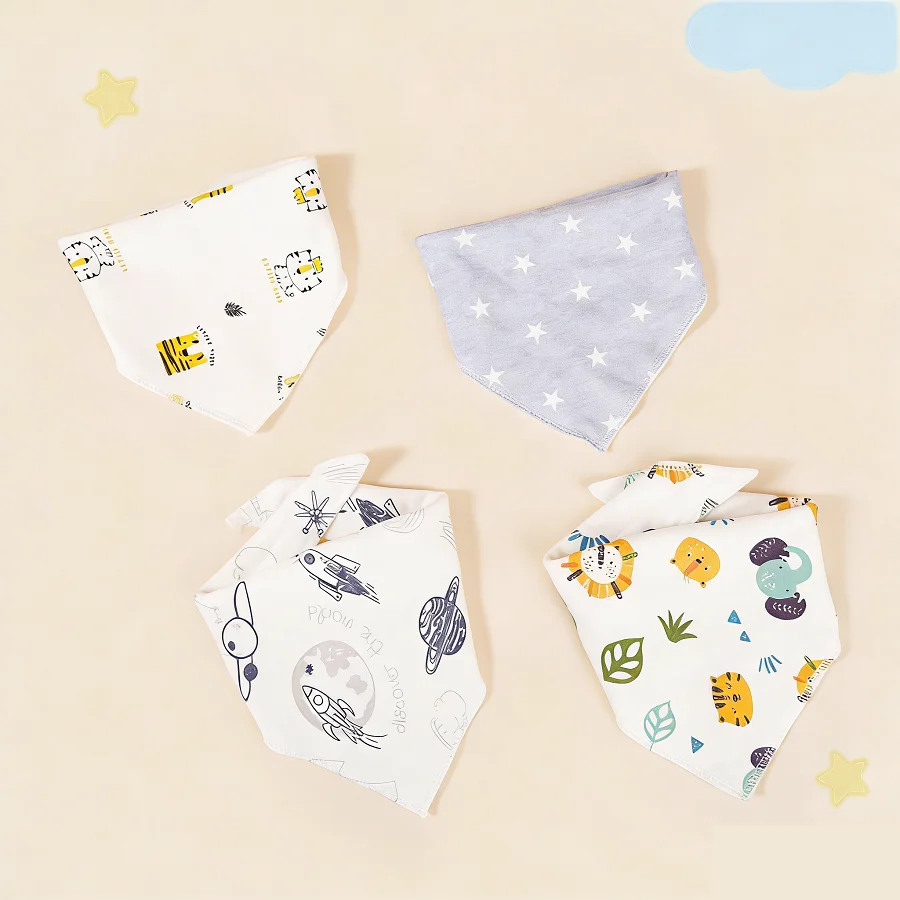 Babero bandana de algodón con dibujos animados para bebé - imagen 3
