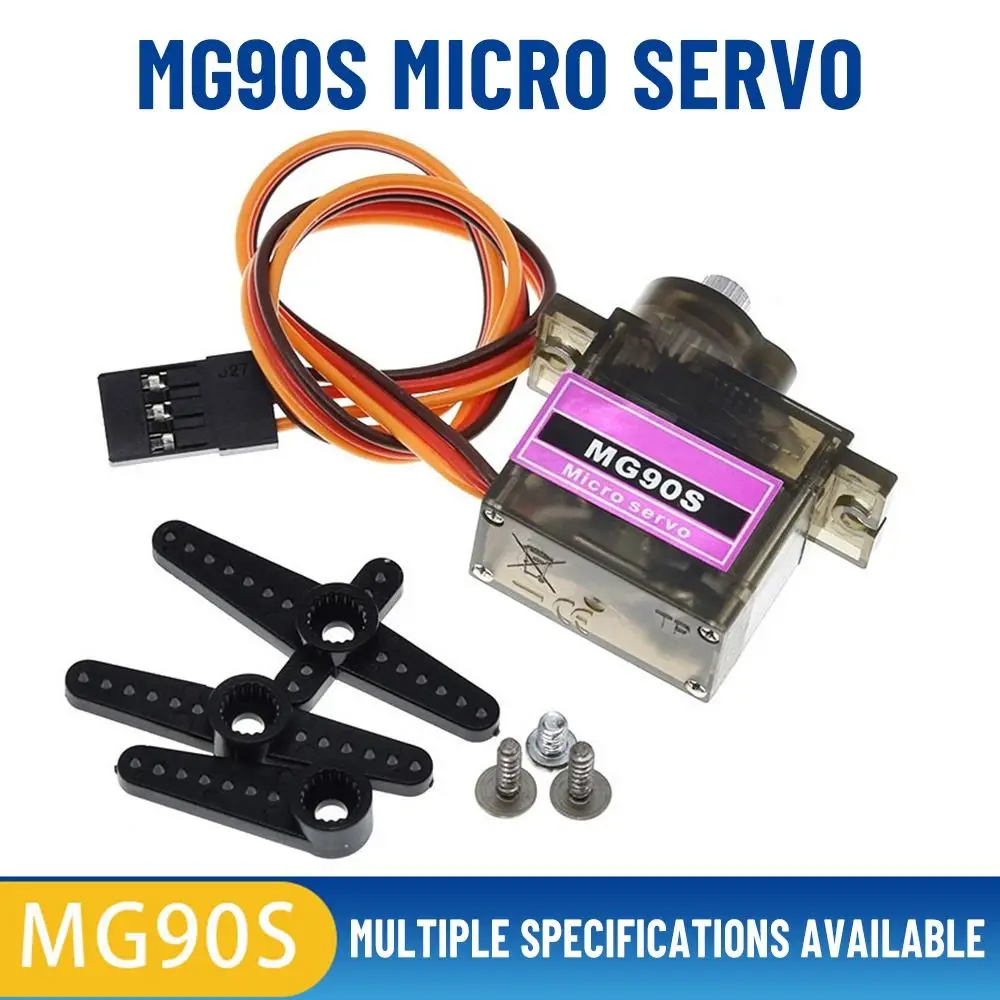Vista frontal del servo MG90S mostrando engranaje metálico
