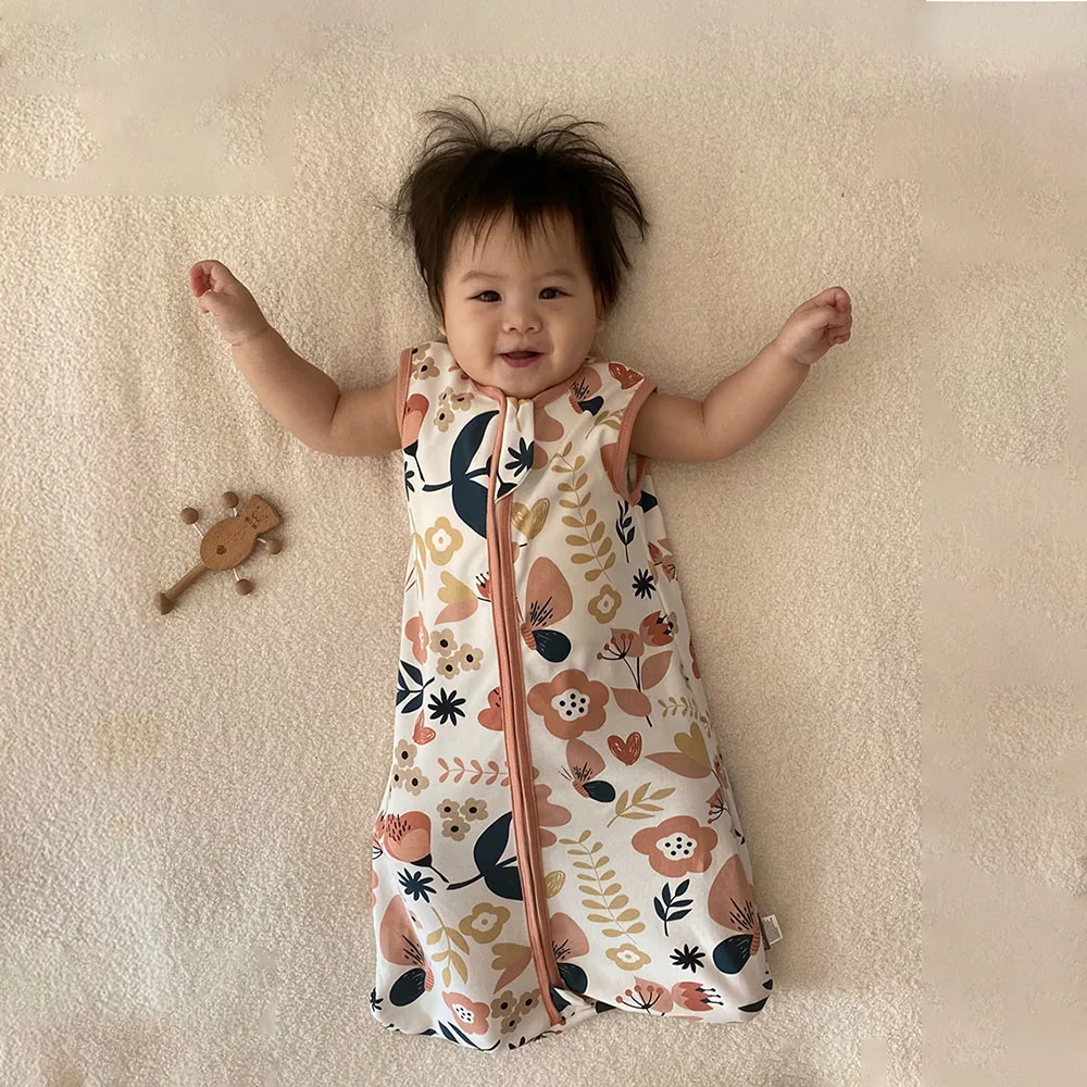 Saco de dormir bebé verano con flores - 0-18 meses 100% algodón