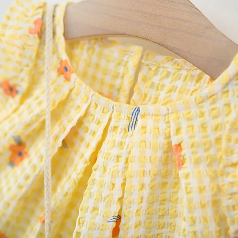 Vestido de algodón con estampado a cuadros y flores para bebé - imagen 3