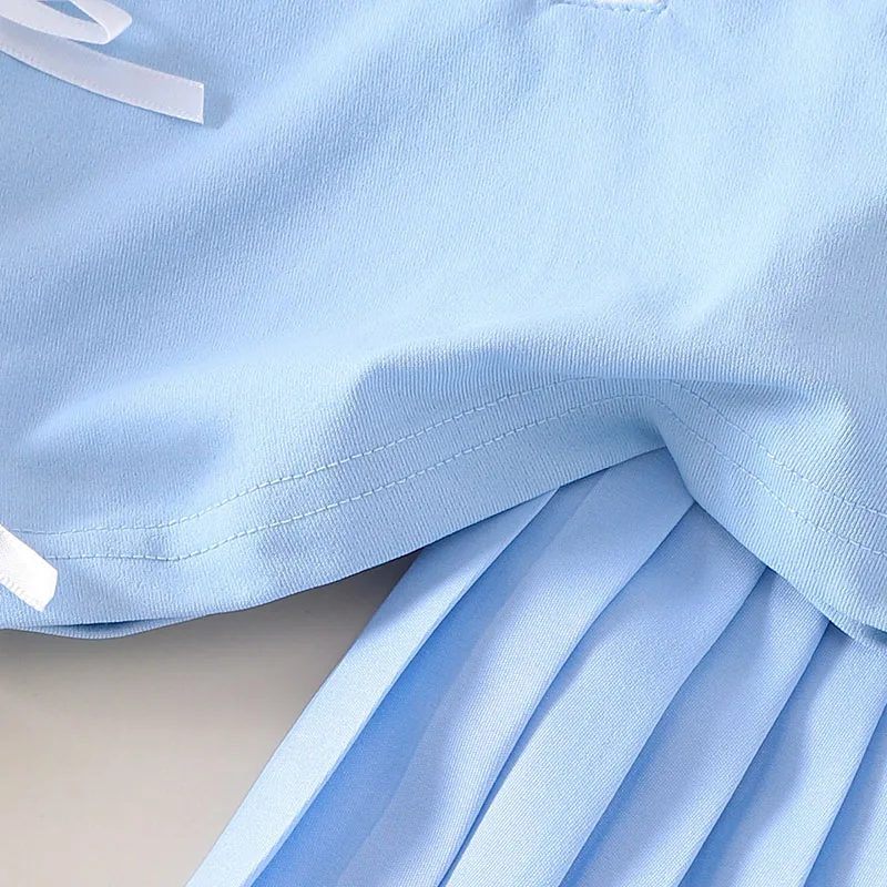 Conjunto verano bebé niña de algodón – blusa sin mangas lazo y falda - imagen 4