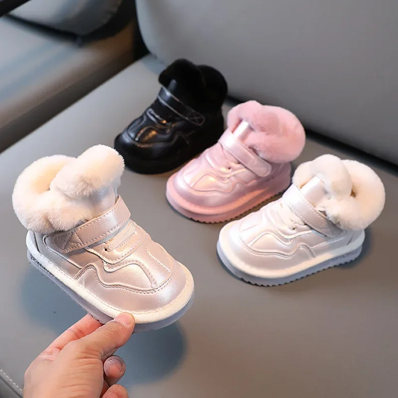 Botas de nieve infantiles – Felpa cálida impermeable con suela antideslizante - imagen 5