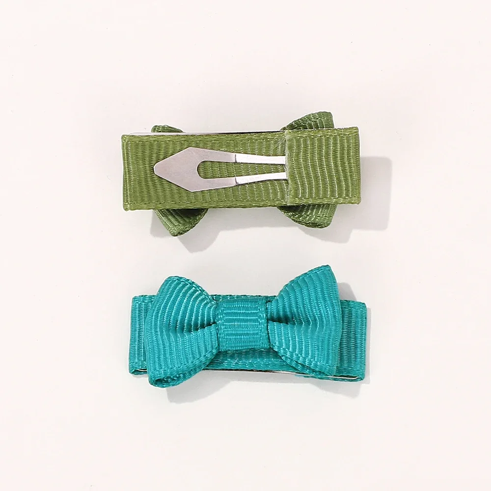 Pinzas para el pelo con lazo mini para niñas – Color liso - imagen 2