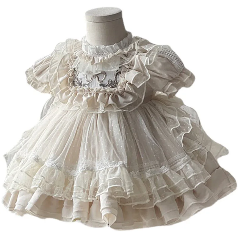 Vestido de princesa para niña con encaje bordado – Ideal para fiestas y banquños