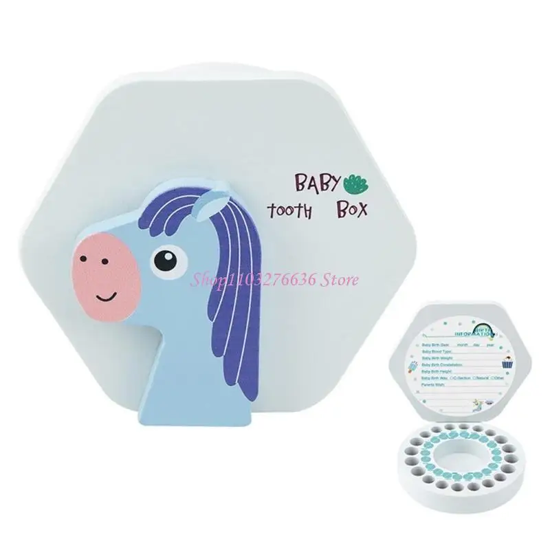 Caja de madera para dientes bebé con dibujos animados