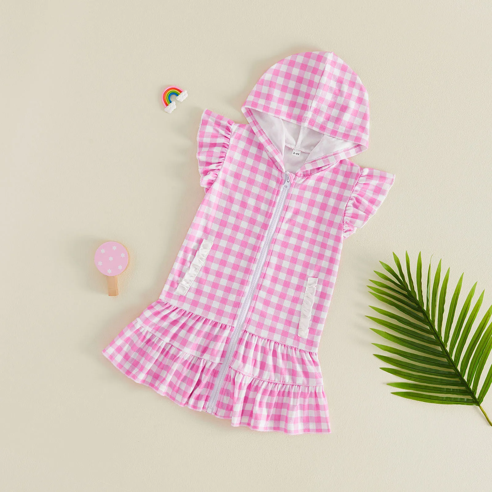 Vestido de toalla playa infantil con capucha y cremallera - imagen 5