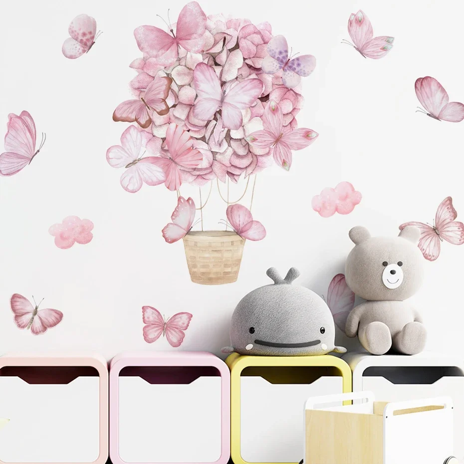 Pegatinas de pared acuarela de globos aerostáticos y mariposas - imagen 2