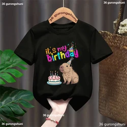 Camiseta infantil capibara – Diseño pastel cumpleaños niños