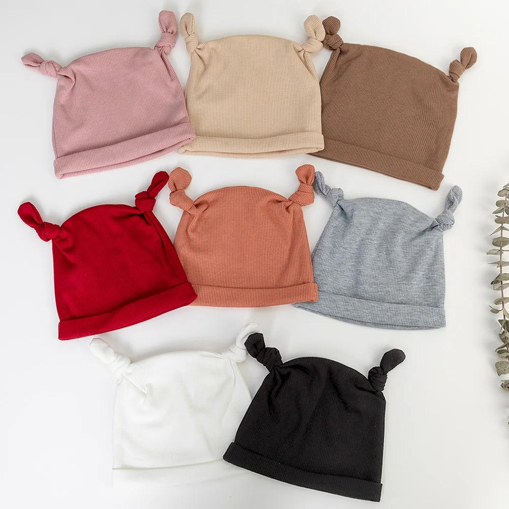 Turbante acanalado para bebé – Gorro suave de algodón para recién nacido - imagen 2