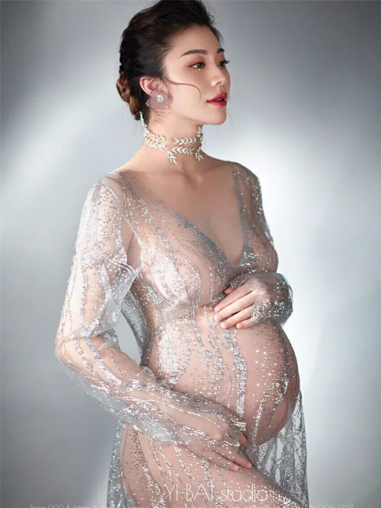 Vestido de maternidad de encaje para sesión de fotos - imagen 3
