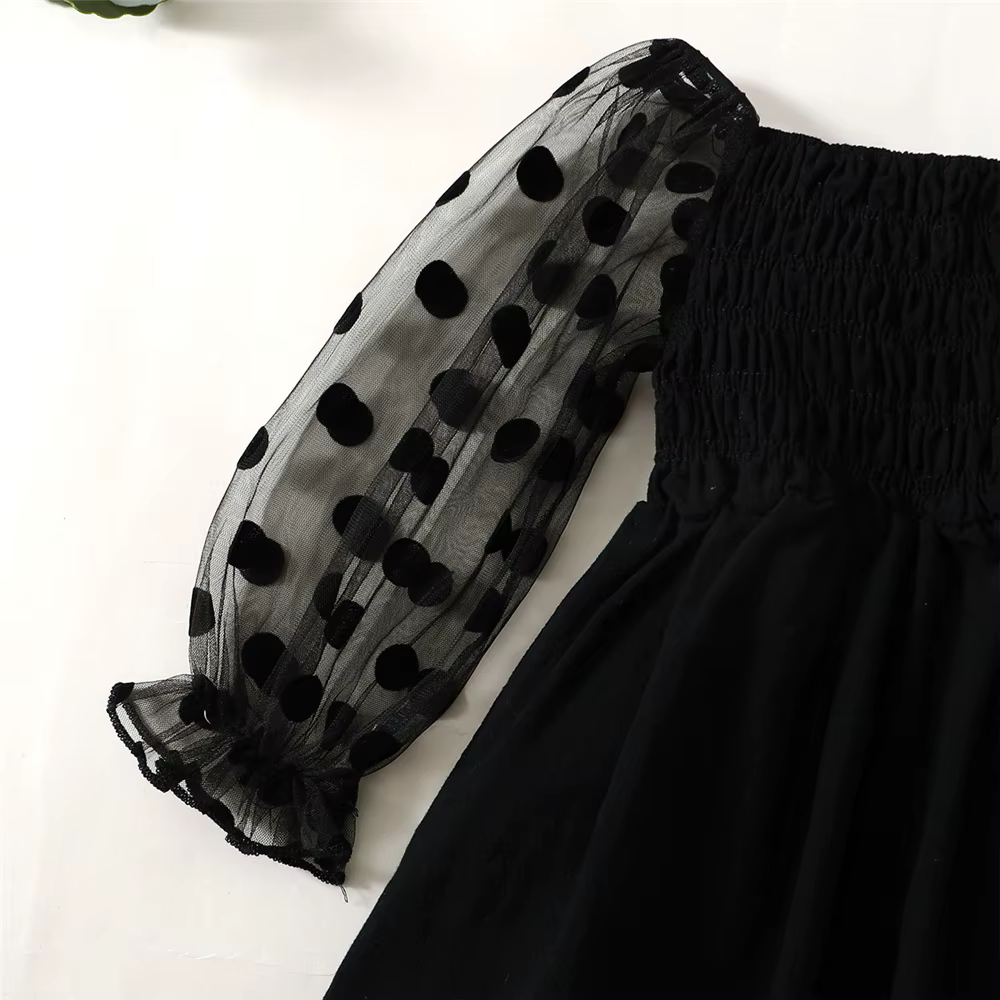 Vestido tul negro con lunares manga larga infantil - imagen 5