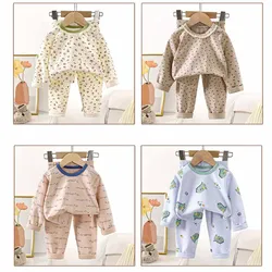 Conjunto de pijama infantil manga larga cálido para invierno