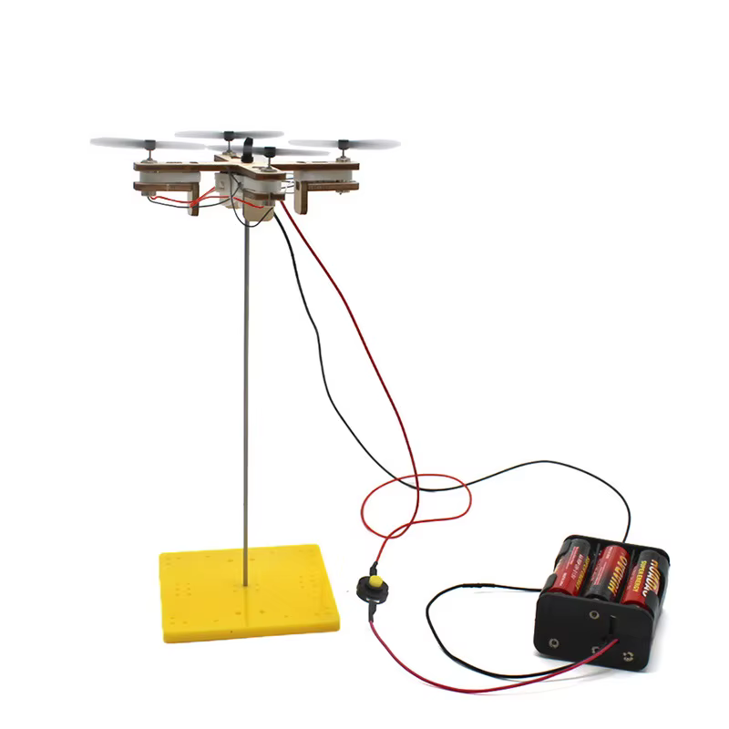 Detalle de las hélices y motor del drone