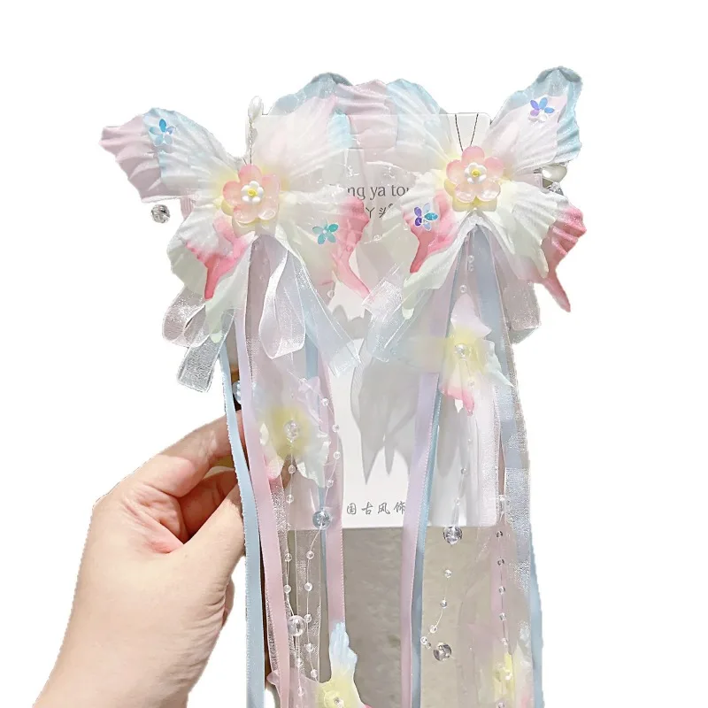 Pinzas para el pelo Hanfu infantil mariposa de hadas con perlas - imagen 2