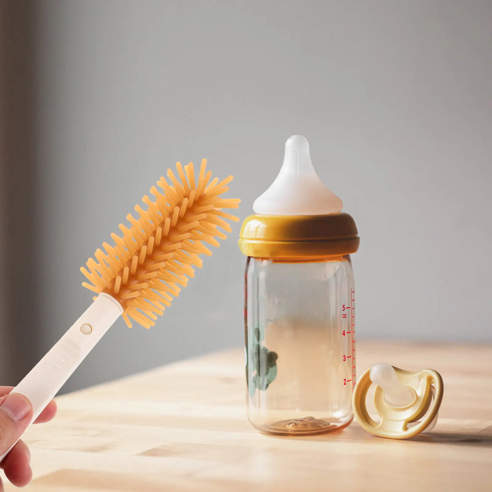 Cepillos para biberones silicona con estante de secado