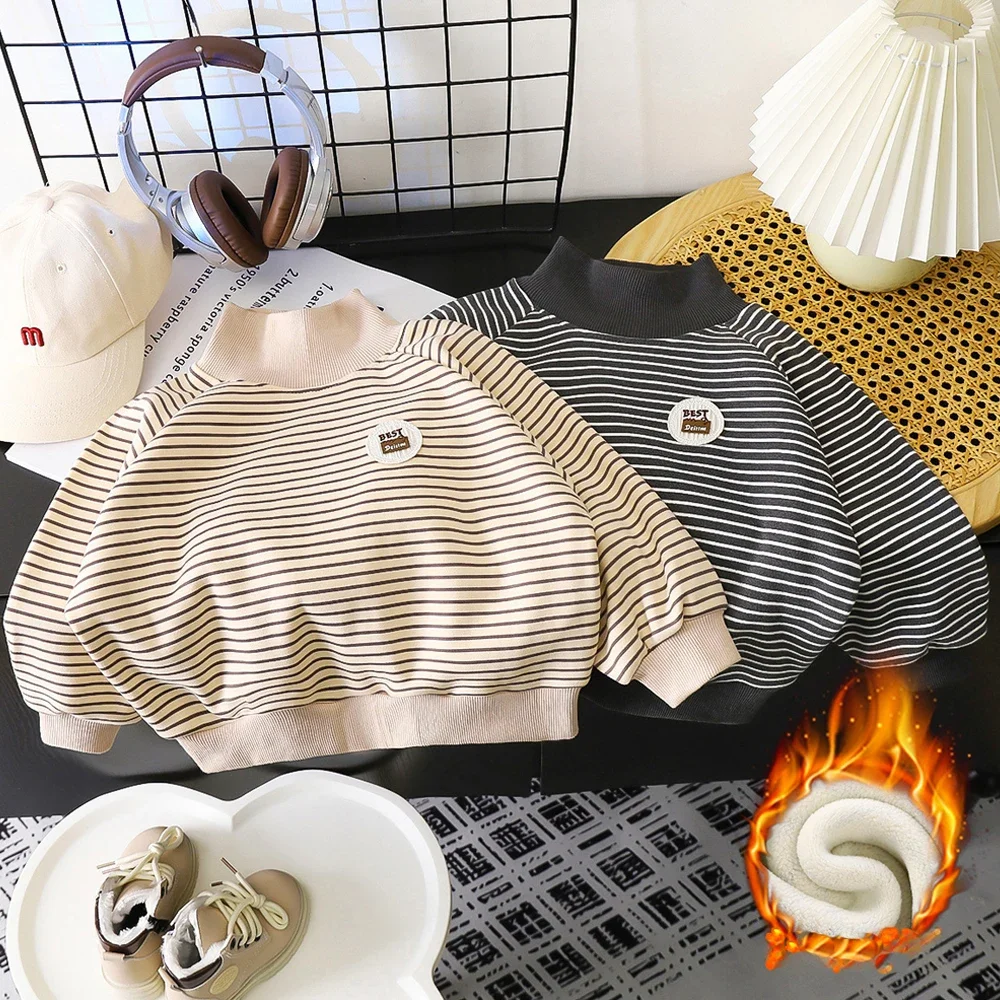 Sudadera con capucha de lana a rayas para niños y bebés - imagen 5