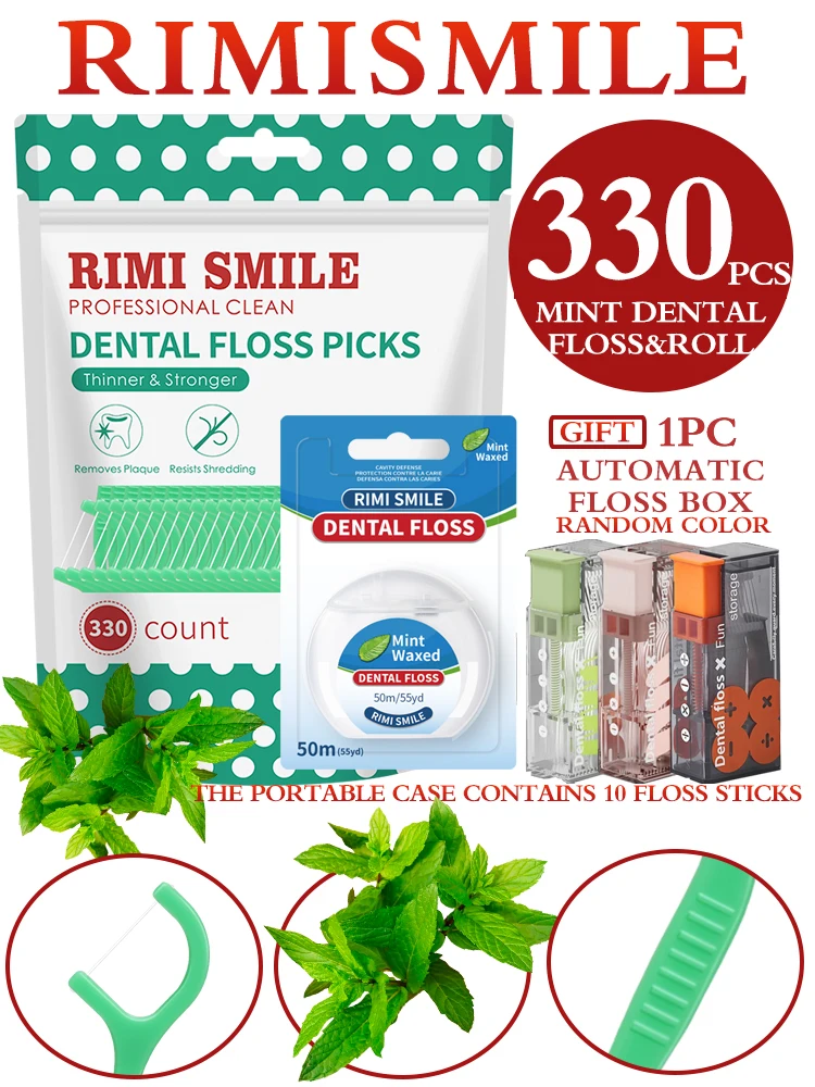 Hilo dental con palillo y sabor menta
